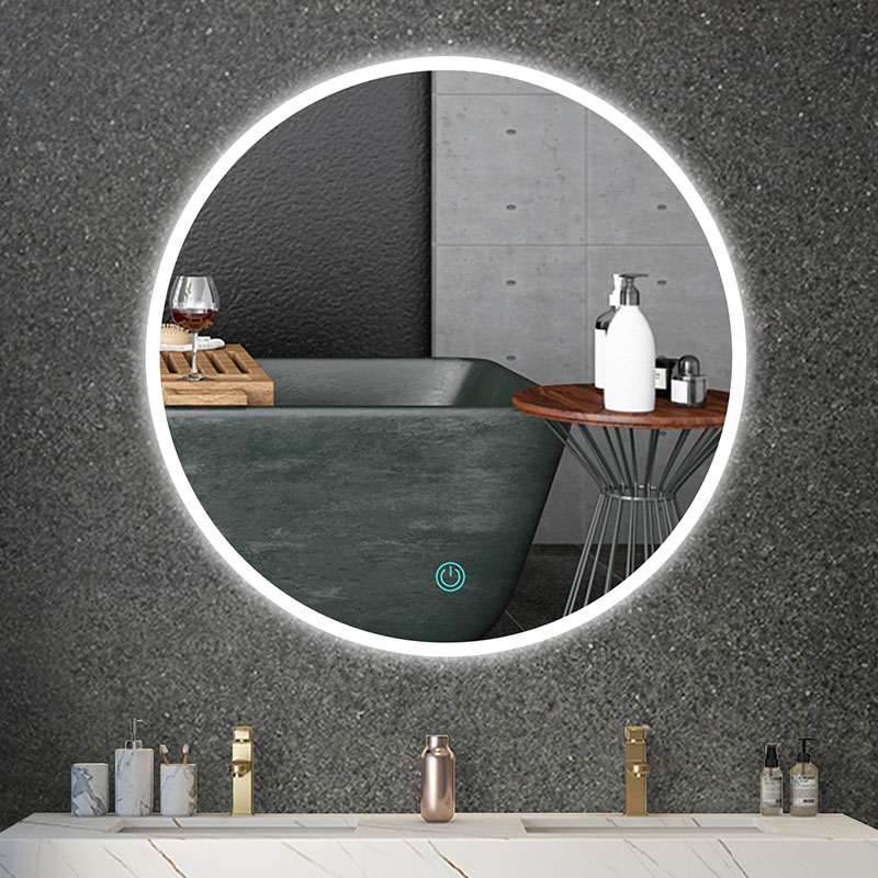 Ano ang mga function at feature ng round LED bathroom mirror na may single touch?