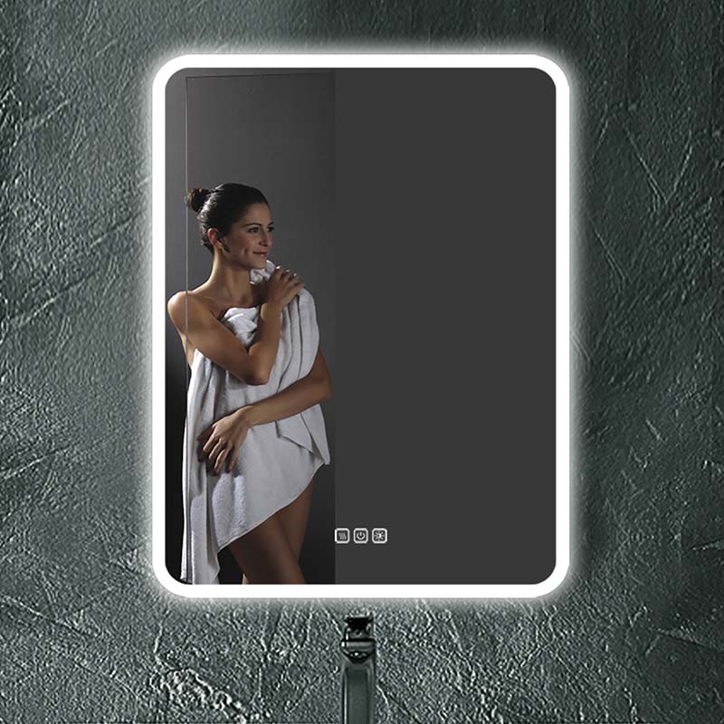 Backlit Rectangle LED Bathroom Mirror na May Defogger