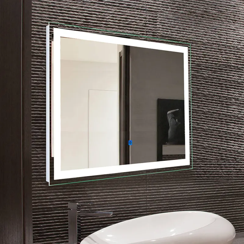 Modern Rectangle LED Bathroom Mirror na may Solid Frame