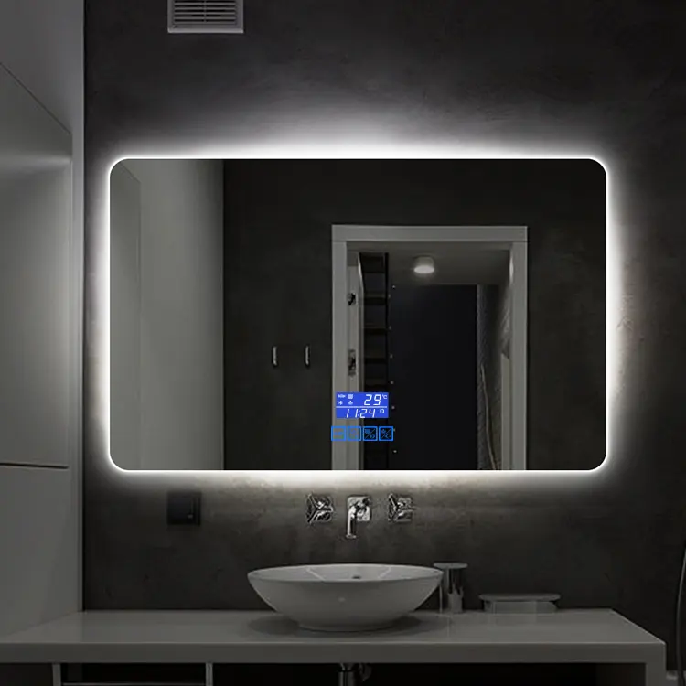 Rectangle LED bathroom Dekorasyon na Salamin na May Solid na Frame