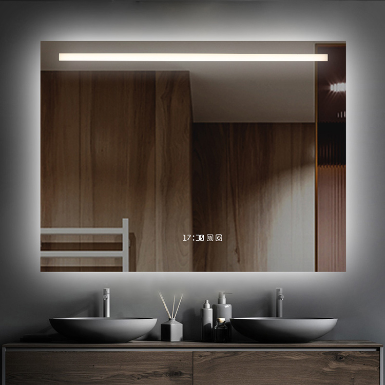 Rectangle LED Bathroom Mirror na may Top Frosted Light Strip