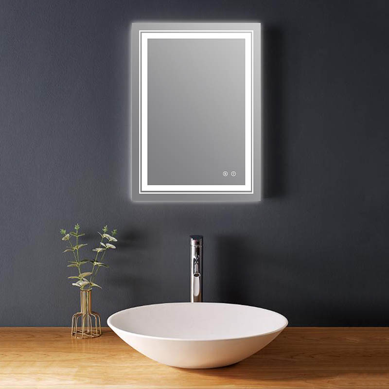 Rectangle LED Bathroom Mirror na May Dalawang Touch Switch