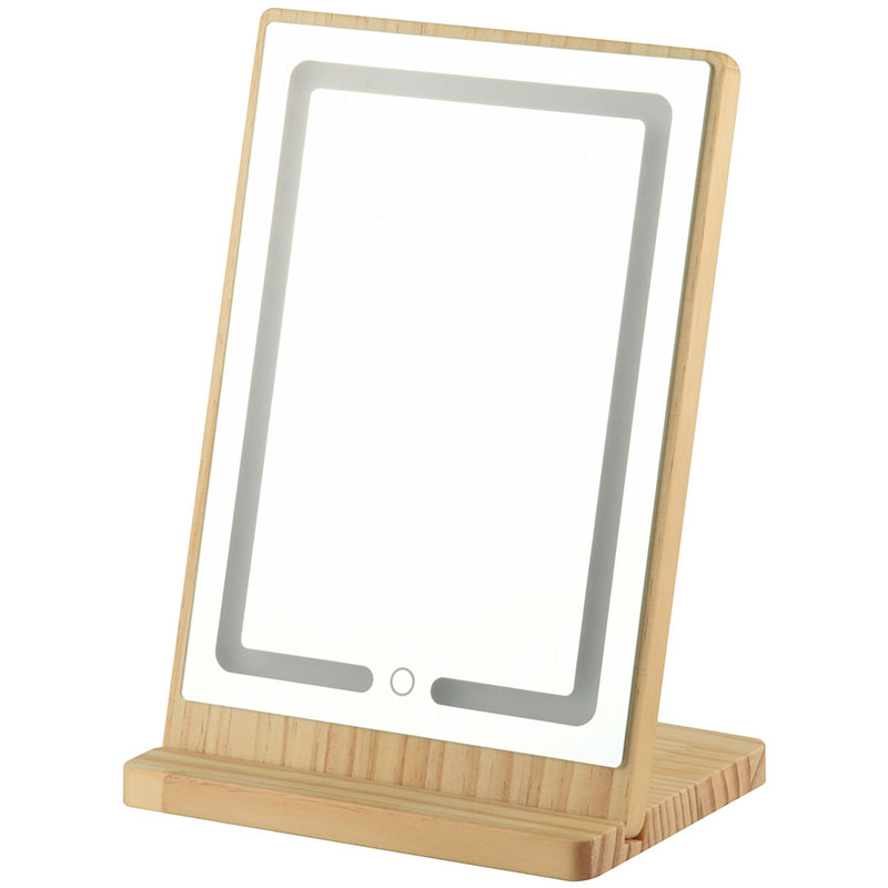 Rectangle LED Makeup Mirror na May Wooden Frame