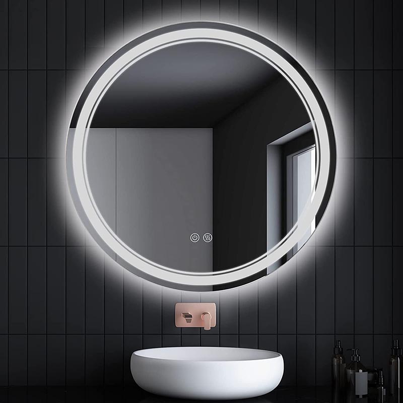 Round LED Bathroom Mirror na May Dalawang Touch Switch